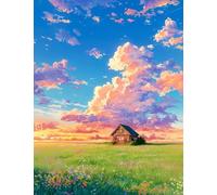 JUYIYUANFUZH Cross Stitch Starter Kits Adults DIY Embroidery Kit with Pattern Dusk Falls on The Grassland A Easy Cross Stitch Kits for Beginners11CT: 40×50Cm