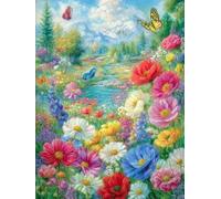 JUYIYUANFUZH Cross Stitch Starter Kits Adults DIY Embroidery Kit with Pattern Flowers by The River 3 Adults DIY Embroidery Kit Beginners Children Wall Home DéCor 11CT: 15.7 * 19.7In