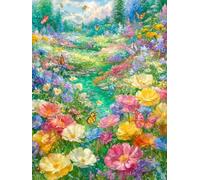 JUYIYUANFUZH Cross Stitch Starter Kits Adults DIY Embroidery Kit with Pattern Flowers by The River 4 Adults DIY Embroidery Kit Beginners Children Wall Home DéCor 11CT: 15.7 * 19.7In