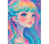JUYIYUANFUZH Cross Stitch Starter Kits Adults DIY Embroidery Kit with Pattern Girl with Falling Stars G Easy Cross Stitch Kits for Beginners11CT: 40×50Cm