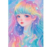 JUYIYUANFUZH Cross Stitch Starter Kits Adults DIY Embroidery Kit with Pattern Girl with Falling Stars E Easy Cross Stitch Kits for Beginners11CT: 40×50Cm