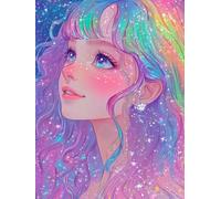 JUYIYUANFUZH Cross Stitch Starter Kits Adults DIY Embroidery Kit with Pattern Girl with Falling Stars B Easy Cross Stitch Kits for Beginners11CT: 40×50Cm