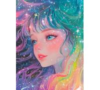 JUYIYUANFUZH Cross Stitch Starter Kits Adults DIY Embroidery Kit with Pattern Girl with Falling Stars F Easy Cross Stitch Kits for Beginners11CT: 40×50Cm