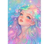 JUYIYUANFUZH Cross Stitch Starter Kits Adults DIY Embroidery Kit with Pattern Girl with Falling Stars D Easy Cross Stitch Kits for Beginners11CT: 40×50Cm