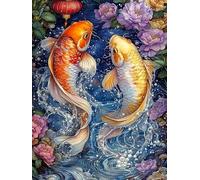 JUYIYUANFUZH Cross Stitch Starter Kits Adults DIY Embroidery Kit with Pattern Leaping Koi 16 Adults DIY Embroidery Kit Beginners Children Wall Home DéCor 11CT: 15.7 * 19.7In