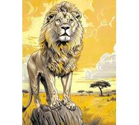 JUYIYUANFUZH Cross Stitch Starter Kits Adults DIY Embroidery Kit with Pattern Lion, King of The Grasslands B Easy Cross Stitch Kits for Beginners11CT: 40×50Cm