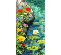 JUYIYUANFUZH Cross Stitch Starter Kits Adults DIY Embroidery Kit with Pattern Lush Flowers by the Water 1 Adults DIY Embroidery Kit Beginners Children Wall Home DéCor 11CT: 15.7 * 19.7In