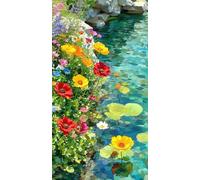 JUYIYUANFUZH Cross Stitch Starter Kits Adults DIY Embroidery Kit with Pattern Lush Flowers by the Water 4 Adults DIY Embroidery Kit Beginners Children Wall Home DéCor 11CT: 15.7 * 19.7In