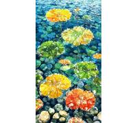 JUYIYUANFUZH Cross Stitch Starter Kits Adults DIY Embroidery Kit with Pattern Lush Flowers by the Water 3 Adults DIY Embroidery Kit Beginners Children Wall Home DéCor 11CT: 15.7 * 19.7In