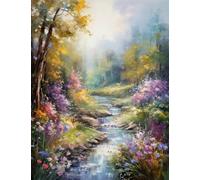 JUYIYUANFUZH Cross Stitch Starter Kits Adults DIY Embroidery Kit with Pattern Meaning Stream of Flowers 4 Easy Cross Stitch Kits for Beginners11CT: 40×50Cm