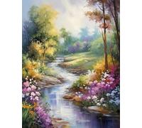 JUYIYUANFUZH Cross Stitch Starter Kits Adults DIY Embroidery Kit with Pattern Meaning Stream of Flowers 2 Easy Cross Stitch Kits for Beginners11CT: 40×50Cm
