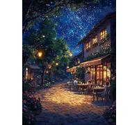 JUYIYUANFUZH Cross Stitch Starter Kits Adults DIY Embroidery Kit with Pattern Night Under The Stars 1 Easy Cross Stitch Kits for Beginners11CT: 40×50Cm