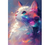 JUYIYUANFUZH Cross Stitch Starter Kits Adults DIY Embroidery Kit with Pattern Oil-Colored Cat Cat 2 Adults DIY Embroidery Kit Beginners Children Wall Home DéCor 11CT: 15.7 * 19.7In