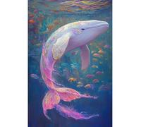 JUYIYUANFUZH Cross Stitch Starter Kits Adults DIY Embroidery Kit with Pattern Pink Whale at The Dreamy Seabed 9 Easy Cross Stitch Kits for Beginners11CT: 40×50Cm
