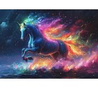 JUYIYUANFUZH Cross Stitch Starter Kits Adults DIY Embroidery Kit with Pattern Rainbow Galloping Horse E Easy Cross Stitch Kits for Beginners11CT: 40×50Cm