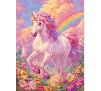 JUYIYUANFUZH Cross Stitch Starter Kits Adults DIY Embroidery Kit with Pattern Rainbow Unicorn 1 Adults DIY Embroidery Kit Beginners Children Wall Home DéCor 11CT: 15.7 * 19.7In
