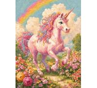 JUYIYUANFUZH Cross Stitch Starter Kits Adults DIY Embroidery Kit with Pattern Rainbow Unicorn 2 Adults DIY Embroidery Kit Beginners Children Wall Home DéCor 11CT: 15.7 * 19.7In