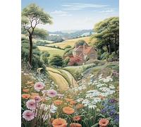 JUYIYUANFUZH Cross Stitch Starter Kits Adults DIY Embroidery Kit with Pattern Summer Countryside 3 Easy Cross Stitch Kits for Beginners11CT: 40×50Cm