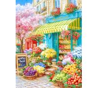 JUYIYUANFUZH Cross Stitch Starter Kits Adults DIY Embroidery Kit with Pattern Summer Fruit Shop D Easy Cross Stitch Kits for Beginners11CT: 40×50Cm