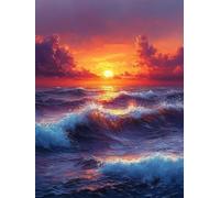 JUYIYUANFUZH Cross Stitch Starter Kits Adults DIY Embroidery Kit with Pattern Sunset with The Same Color of Sea and Sky B Easy Cross Stitch Kits for Beginners11CT: 40×50Cm