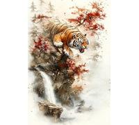 JUYIYUANFUZH Cross Stitch Starter Kits Adults DIY Embroidery Kit with Pattern Tiger Descending The Mountain 6 Adults DIY Embroidery Kit Beginners Children Wall Home DéCor 11CT: 15.7 * 19.7In
