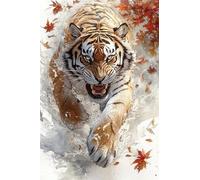 JUYIYUANFUZH Cross Stitch Starter Kits Adults DIY Embroidery Kit with Pattern Tiger Descending The Mountain 5 Adults DIY Embroidery Kit Beginners Children Wall Home DéCor 11CT: 15.7 * 19.7In