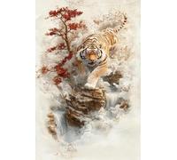 JUYIYUANFUZH Cross Stitch Starter Kits Adults DIY Embroidery Kit with Pattern Tiger Descending The Mountain 7 Adults DIY Embroidery Kit Beginners Children Wall Home DéCor 11CT: 15.7 * 19.7In