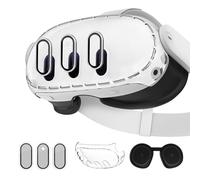 Juylay 3-in-1 Lens Protector for Meta Quest 3, Plastic Hard Protective Shell Cover, High Definition Camera Lens Protector, Build-in Silicone Lens Cover Set for VR Headset Oculus Quest 3 Accessories