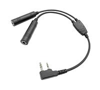 JUYODE U174 Civilian Helicopter Headset Adapter GA General Aviation Headphone Connector Cable with Dual Sockets (3/16" Mic Jack,1/4" Speaker Jack)to 2-Pin Jacks for Kenwood Baofeng UV-5R Walkie Talkie