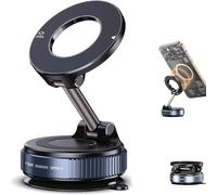 JUYOSOFT Vacuum Magnetic Phone Holder, 360° Adjustable Magnetic Car Mount, Foldable Portable Suction Cup Cell Phone Mount for Car/Gym/Mirror/Shower, Compatible with All Smartphones & All Car Models