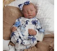 JUYOUYI 18Inch Sleeping Reborn Baby Doll, Realistic Newborn Baby Doll with Vinyl Body, Handmade Lifelike Washable Body Features, for Kids Ages 3+