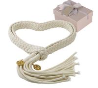 Juyovge Handfasting Cord for Wedding Celtic Rustic Wedding Rope Cord with Pendants Traditional Wedding Lasso for Ceremony Catholic with Gold Thread (Ivory White) (Ivory White)