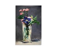 JUYOZ Édouard Manet Painter Works《Pinks And Clematis in A Crystal Vase》Poster Wall Art Picture Painting Canvas Prints Artworks Bedroom Living Room Decor 12x18inch(30x45cm)