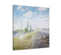 JUYOZ Eric Ravilious Painter Works《Channel Fisher》Poster Artworks Canvas Room Aesthetic Wall Art Prints Home Modern Decor 12x12inch(30x30cm)