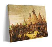 JUYOZ George Catlin Painter Works《Sioux War Council》Poster Canvas Wall Art Prints Photo Picture Paintings Room Decor Home Decorative 08x12inch(20x30cm)
