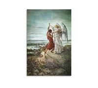 JUYOZ Gustave Dore Painter Works《The Wrestle of Jacob》Poster Canvas Painting Wall Art Decorative Picture Prints Modern Decor 16x24inch(40x60cm)