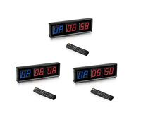 Juyutdey 3X Gym Timer,LED Interval Timer Digital Countdown Wall Clock Fitness Timer,1.5Inch Digits Down/Up Clock Stopwatch