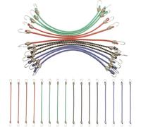 Juyutdey Multicolor Rubber Bungee Straps 10 Inch 12 Pack Small Bungee Cords with Hooks for Bicycle Roof Rack Outdoor Tent Hanging