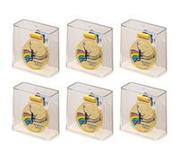 Juyutdey Plastic Base Rectangular Transparent Cover Marathon Medal Display Box 6pcs Single Commemorative Medal Storage Holder