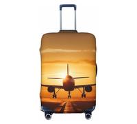 JUZGTSIT Aircraft Plane at Sunset for TSA Approved, Fit 18-32 Inch, Black Elastic Luggage Cover Suitcase Covers Protector