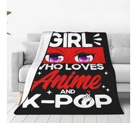 JUZGTSIT Anime Blanket Anime and K-pop Throw Blanket Soft Warm Just a Girl Who Loves Anime and K-pop Blanket Lightweight Flannel Fleece Blankets for Sofa Couch Bed Travel Gift