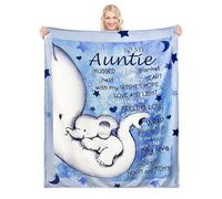 JUZGTSIT Auntie Gift from Niece Nephew Elephant Cartoon Bed Throw Blankets 50x60 Inches for Auntie Aunt Aunty Birthday Gift Blanket Gift for Auntie(my auntie)