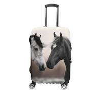 JUZGTSIT Black and White Horses for Double-Sided s Sleeve for 19-32 Inch White, XL, Flower and Animals Elastic Luggage Cover Suitcase Covers Protector