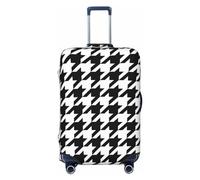 JUZGTSIT Black and White Houndstooth Texture Retro Pattern for Kid and Adult, L (Fit 25-29 Inch) Elastic Luggage Cover Suitcase Covers Protector