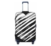 JUZGTSIT Black and White Striped Heart for Thicken Baggage Fit 18-32 Inch Elastic Luggage Cover Suitcase Covers Protector