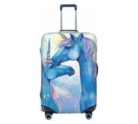 JUZGTSIT Blue Animal Love for TSA Approved, Fit 18-32 Inch, Black, L Elastic Luggage Cover Suitcase Covers Protector