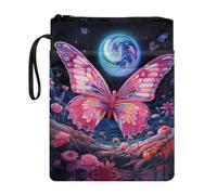 JUZGTSIT Book Cover Butterfly Moon Lovers Large Capacity Stationery Storage Bag Kids Teens Pencil Pouch Books Protector Pounch with Zipper