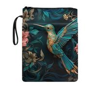 JUZGTSIT Book Cover Hummingbird Flowers Women Portable Storage Bag Adults Teen Zipper Storage Bag Carrying Case with Front Pocket Books Protector Pounch with Zipper