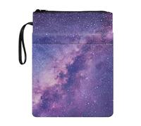 JUZGTSIT Book Cover Zipper galactSky with Front Pocket and Handle Strap Carrying Case Club Gift Bag Teacher Student Birthday Books Protector Pounch with Zipper