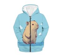 JUZGTSIT Boys Zip Up Hoodies Long Sleeve Sweatshirts for Girls Front Pocket Capybara Teenage Zipper Hoodies